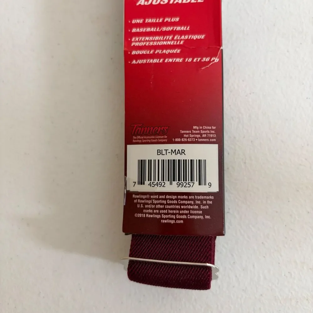 Rawlings Baseball Belt Maroon Adjustable Elastic 18